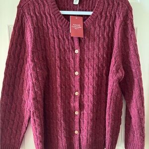 Appleseeds pure wool cabled cardigan 2x